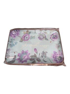 Punch Studio Floral Trinket Dish Love Your Life Purple Flowers Decorative Tray